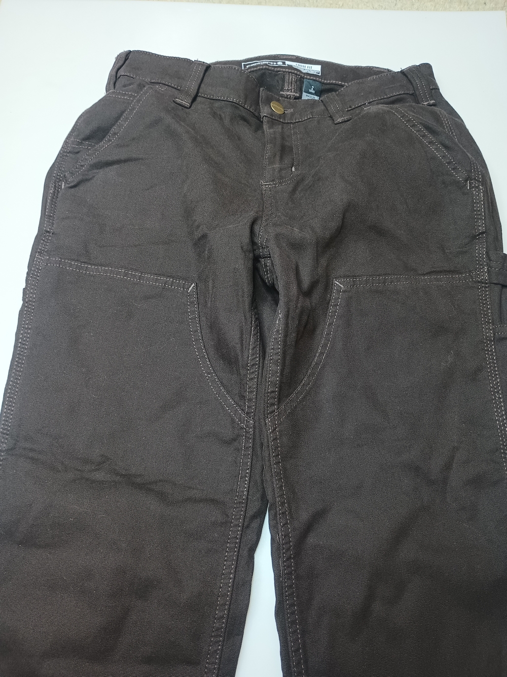 Carhartt BN2323- W Rugged Flex Loose Fit Canvass Double Knee  Size 2 Short Brown